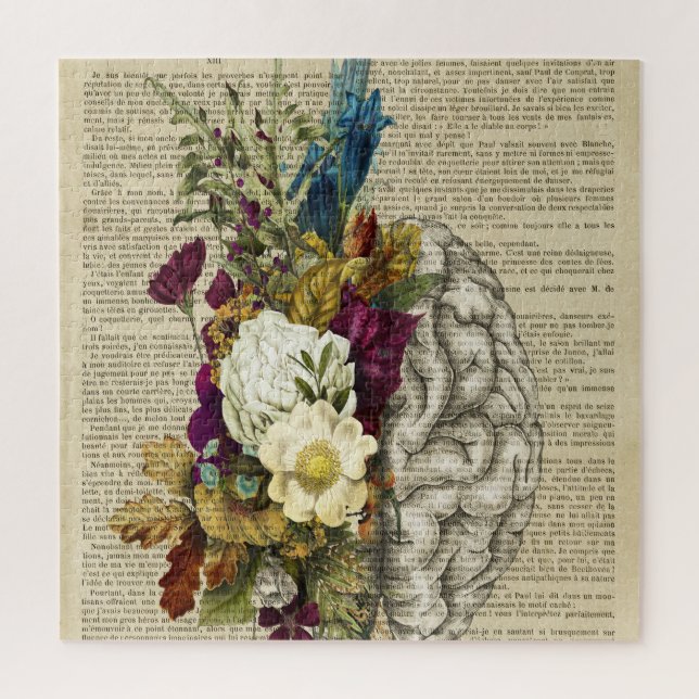 medical floral brain anatomy poster jigsaw puzzle (Vertical)