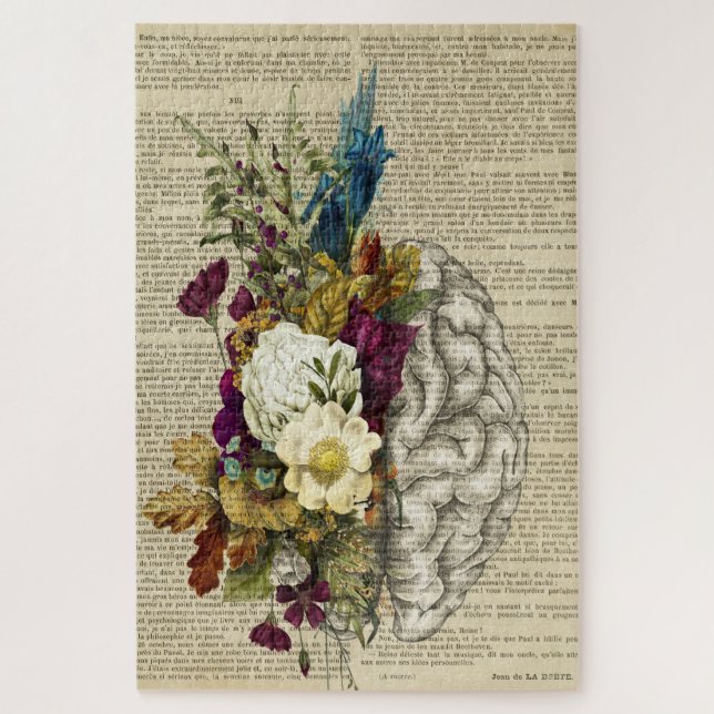 medical floral brain anatomy poster jigsaw puzzle (Vertical)