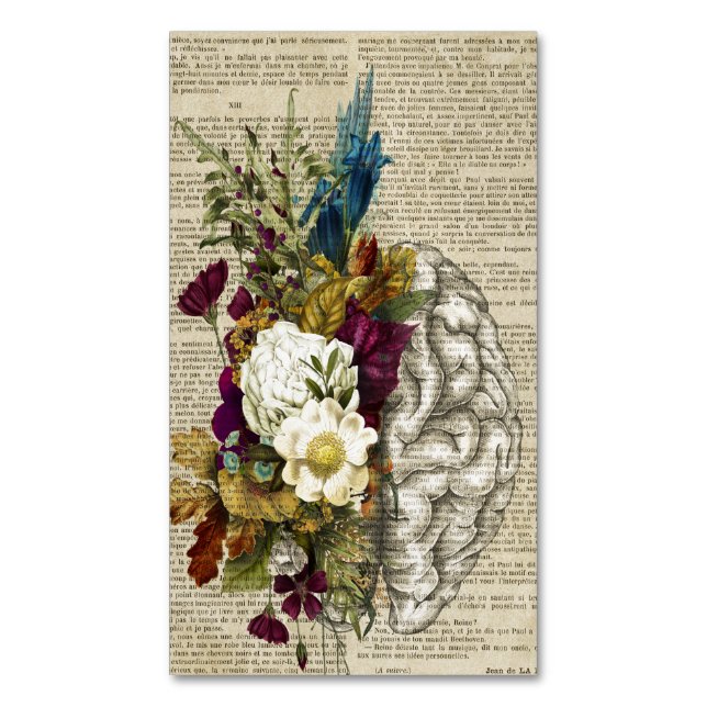 medical floral brain anatomy poster 	Magnetic business card (Front Vertical)