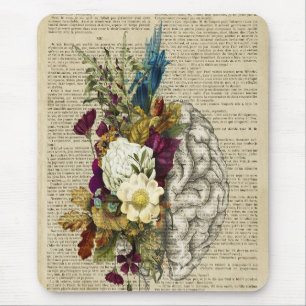 medical floral brain anatomy poster mouse mat