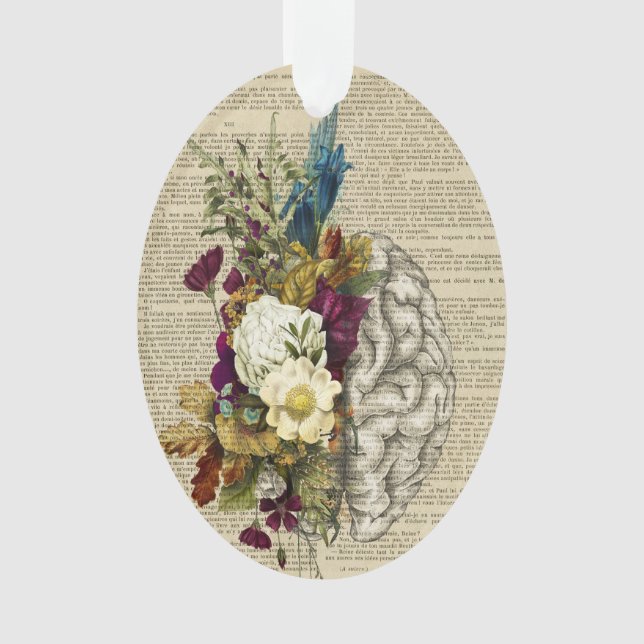 medical floral brain anatomy poster ornament (Front)