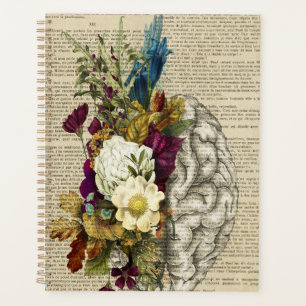 medical floral brain anatomy poster planner