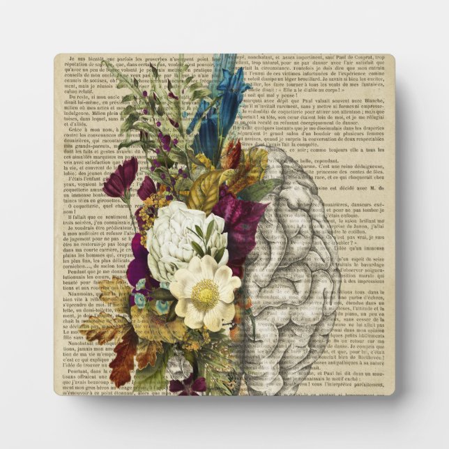 medical floral brain anatomy poster plaque (Front)