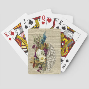 medical floral brain anatomy poster playing cards