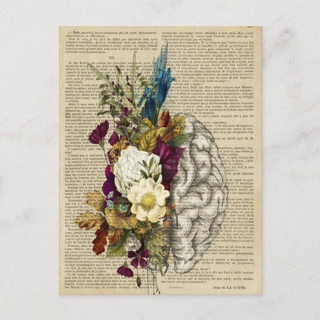 medical floral brain anatomy poster postcard (Front)
