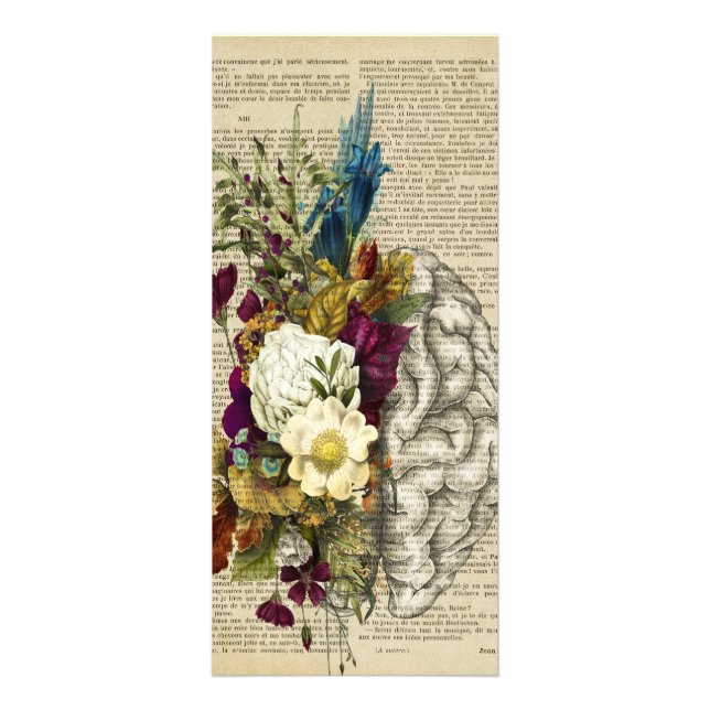 medical floral brain anatomy poster rack card (Front)