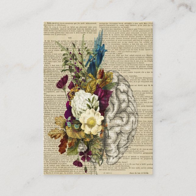 medical floral brain anatomy poster referral card (Front)