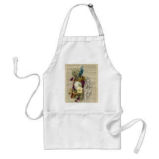 medical floral brain anatomy poster standard apron