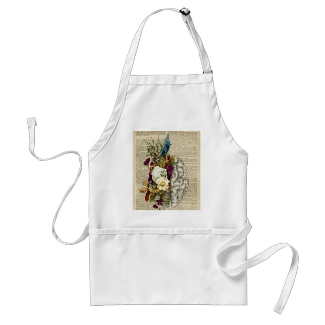 medical floral brain anatomy poster standard apron (Front)