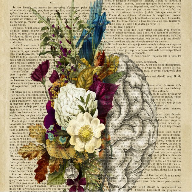 medical floral brain anatomy poster standing photo sculpture (Front)