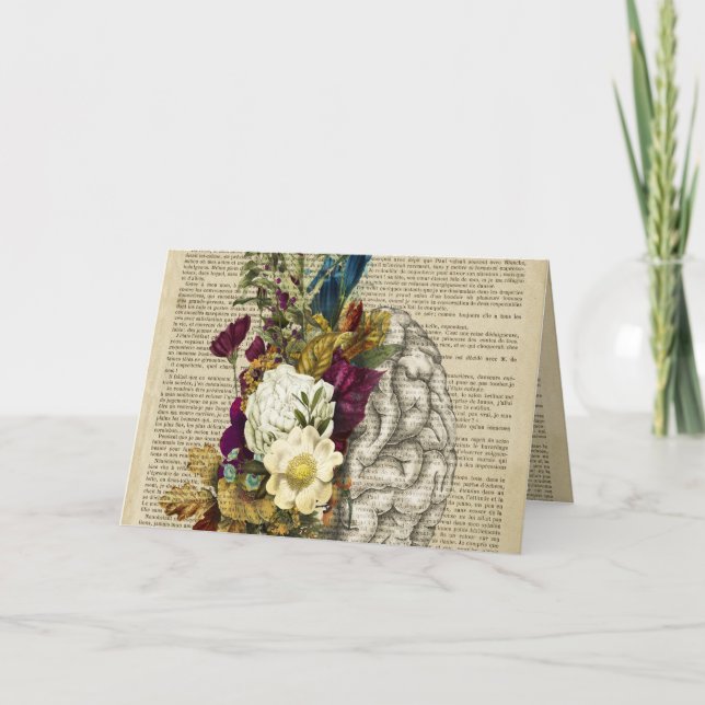 medical floral brain anatomy poster thank you card (Front)