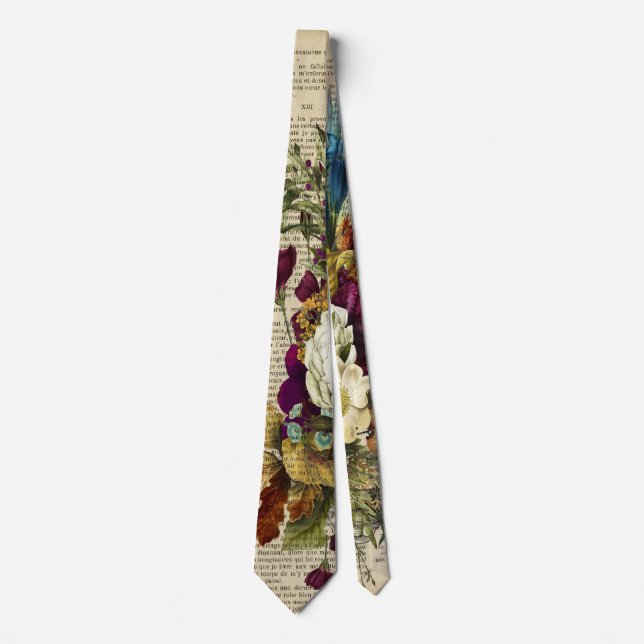 medical floral brain anatomy poster tie (Front)