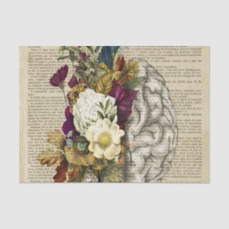 medical floral brain anatomy poster tissue paper