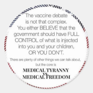 Medical freedom classic round sticker