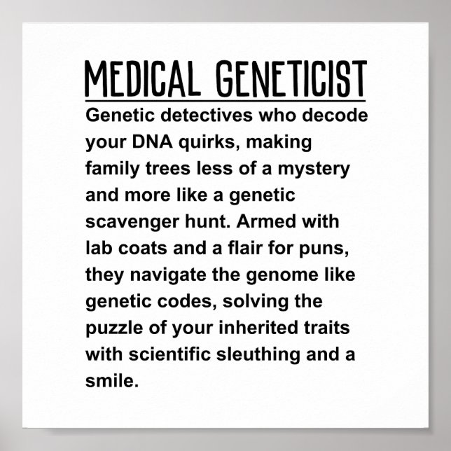 Medical Geneticist Poster (Front)