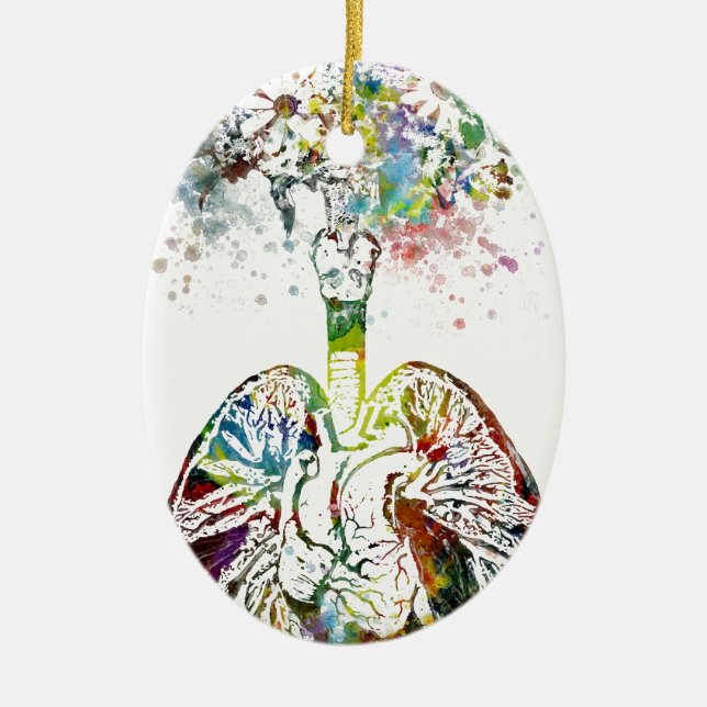 Medical Gifts Heart and Lungs Motif Ceramic Tree Decoration (Front)