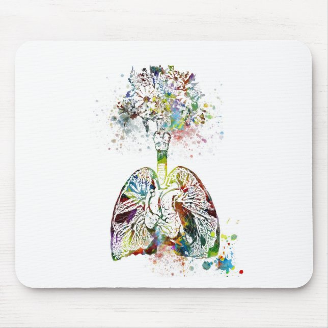 Medical Gifts Heart and Lungs Motif Mouse Mat (Front)