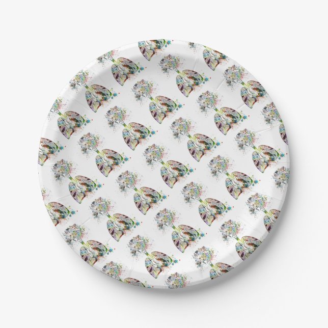 Medical Gifts Heart and Lungs Motif Paper Plate (Front)