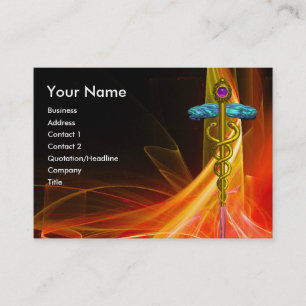 MEDICAL GOLD CADUCEUS Orange Yellow Red Light Wave Business Card