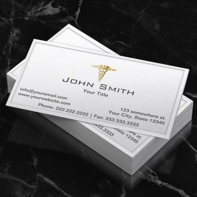 Medical Gold Caduceus Professional Business Card (Creator Uploaded)