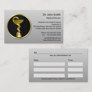 Medical Gold Professional Hygieia Bowl Appointment Card