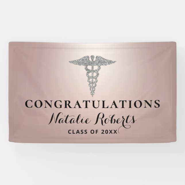 Medical Graduation Girly Rose Gold Banner (Horizontal)