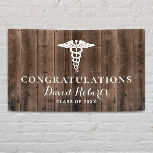 Medical Graduation Rustic Barn Wood Background Banner