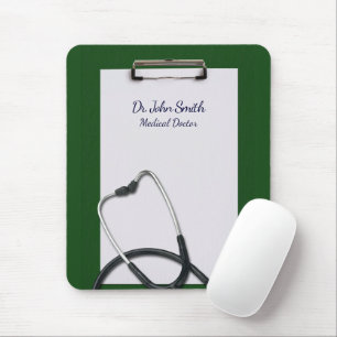 Medical Green Clipboard with Stethoscope Mouse Mat