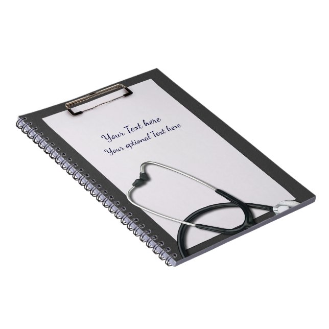 Medical Grey Clipboard with Stethoscope Notebook (Right Side)