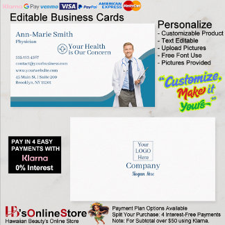 Medical Health Blue Physician Wave Uniform Scrubs  Business Card