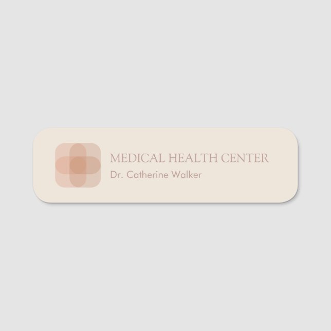 Medical Health Cross Logo Custom Name Tag (Front)