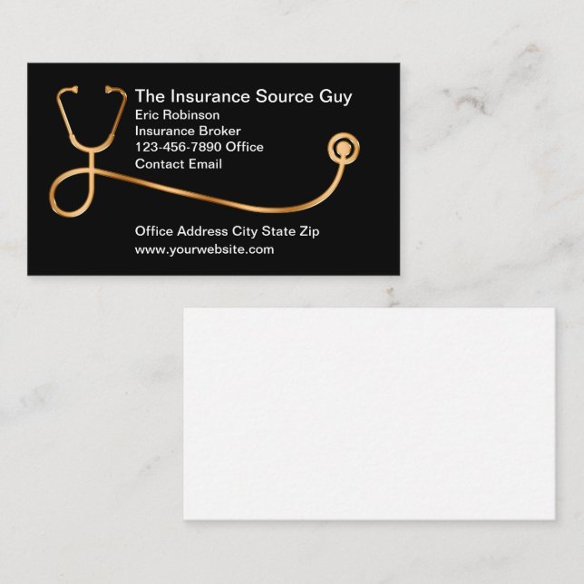 Medical Health Insurance Broker  Business Card (Front/Back)