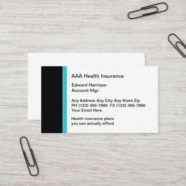 Medical Health Insurance Business Cards (Front/Back In Situ)