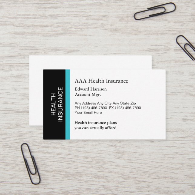 Medical Health Insurance Business Cards (Front/Back In Situ)