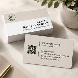 Medical Healthcare Clinic Doctor Beige Business Card