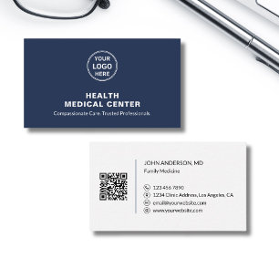 Medical Healthcare Clinic Doctor Blue Professional Business Card