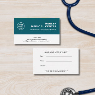Medical Healthcare Clinic Doctor Teal Appointment Card