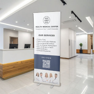 Medical Healthcare Clinic Services QR Retractable Banner