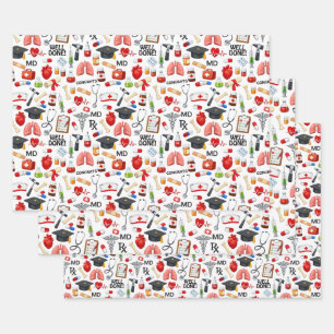 🎓 Medical & healthcare Graduate Celebration Wrapping Paper Sheet