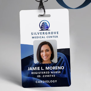 Medical Healthcare Logo Blue DNA Photo Nurse ID ID Badge