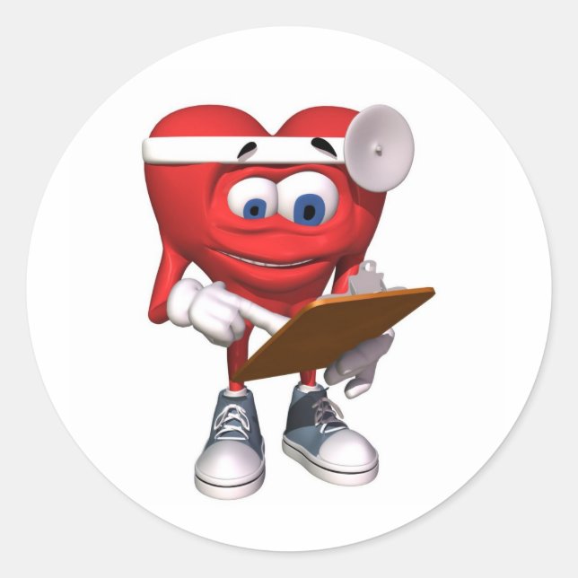 Medical Heart Doctor Cute Classic Round Sticker (Front)