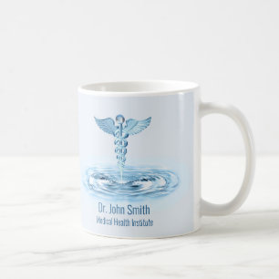 Medical Hermes Rod Caduceus Blue Water Ripples Coffee Mug