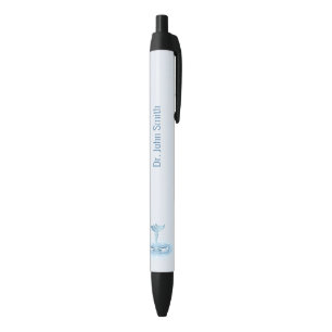 Medical Hermes Rod Caduceus Water Ripples Blue Black Ink Pen