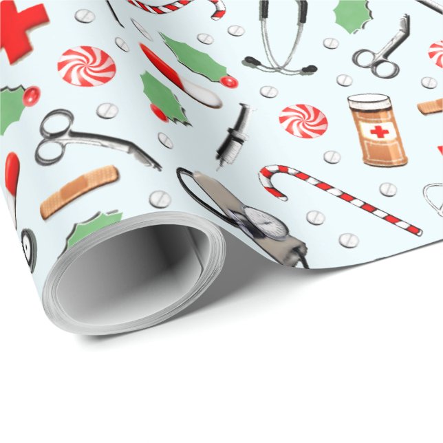 Medical Holiday Gift Wrapping Paper (Roll Corner)