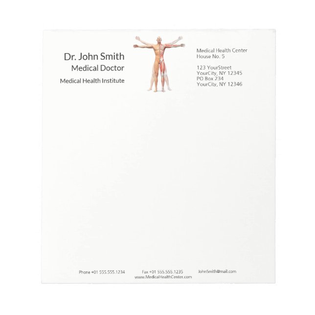 Medical Human Body Skeleton Muscles - Notepad (Front)