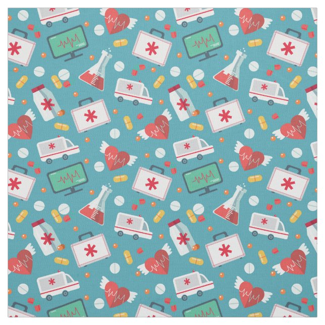 Medical Icon Pattern Fabric (Swatch)
