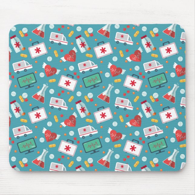 Medical Icon Pattern Mouse Mat (Front)