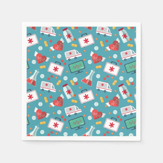 Medical Icon Pattern Napkin (Front)