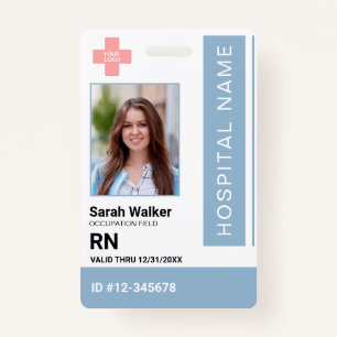 Medical ID photo employee Hospital Staff blue ID Badge
