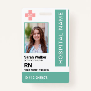 Medical ID photo employee Hospital Staff mint  ID Badge
